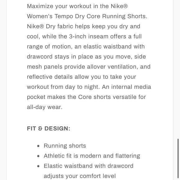 NEW Nike Shorts Tempo Running/Training Dri-Fit Black/Heather Gray Womens Small - Picture 6 of 7